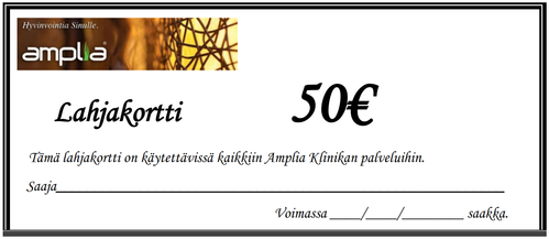 Palvelulahjakortti Amplia Klinikalle, 50€